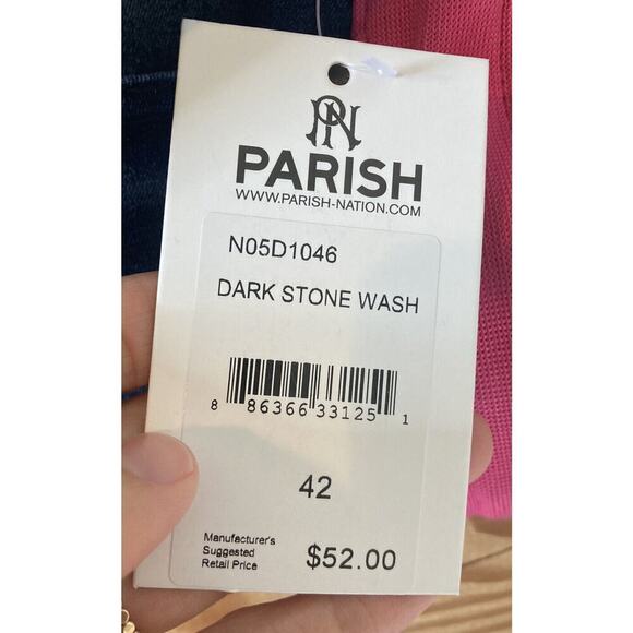 NWT $52 Parish Nation Side Stripe Distressed Jeans Size 42 Women’s Blue - Picture 5 of 9